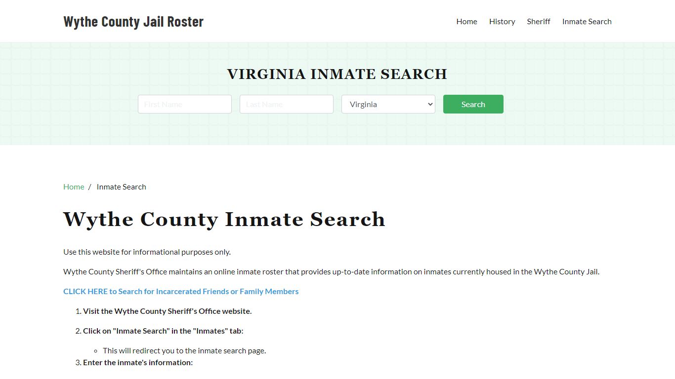 Wythe County, VA Detainee Lookup