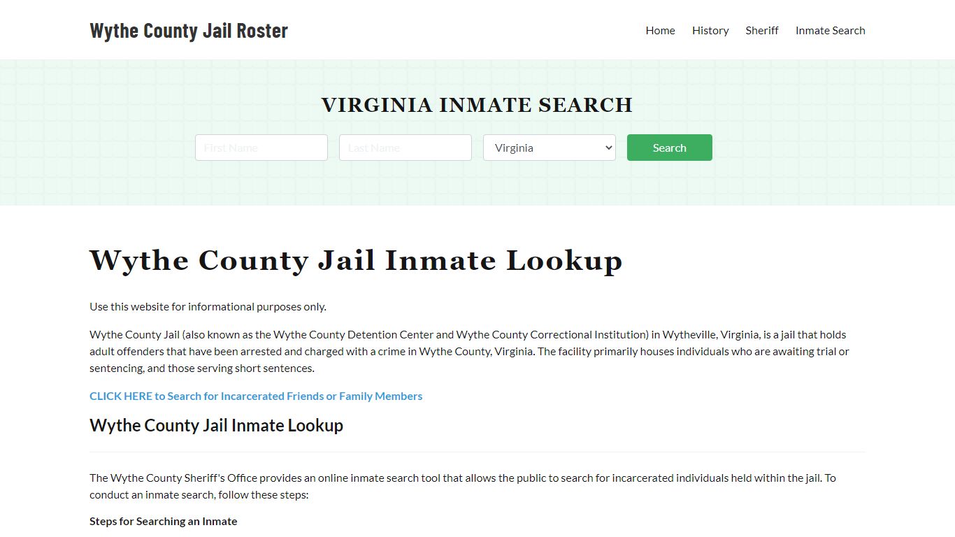 Wythe County Jail Roster Lookup, VA, Inmate Search